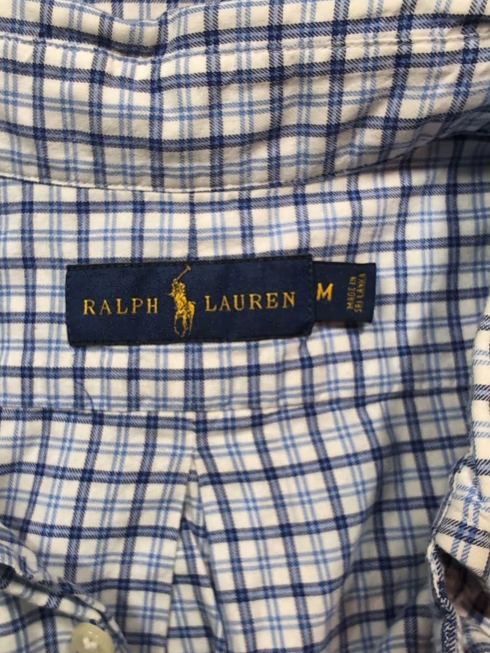 Ralph Lauren Blue and White Checked Button-Down Shirt - Picture 4 of 7